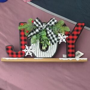 Festive Plaid JOY Holiday Decor with Greenery